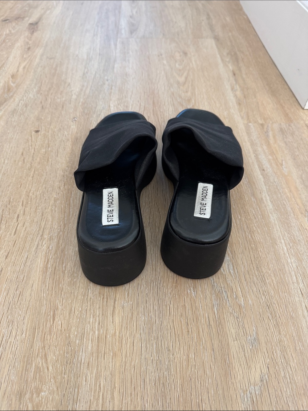 Steve Madden Black Platform Slide Sandals - Picture 7 of 8
